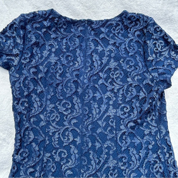 Lauren Ralph Lauren Women’s Christiana Dress 16 Navy Blue Floral Sheath Cocktail - Picture 8 of 16